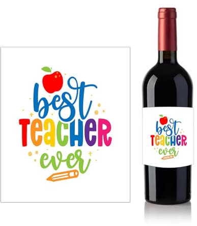 Personalised Thankyou Best Teacher Bottle Label Sticker for Wine Birthday Anniversary Xmas
