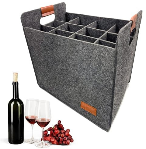 Generisch Flaschenträger 12 Flaschen, Filz Flaschen Tasche Wiederverwendbar Männerhandtasche Flaschentasche Mit 12 Fächer, Filz Rotwein Flaschentasche für Partyreisen und Picknicks
