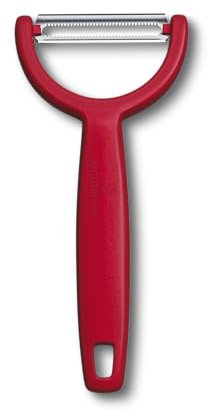 Victorinox Peeler Ypso, for Vegetables, Fruits, Serrated Edge, Double-Edged, Extra Sharp, Swiss Made, red