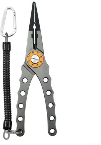Heavy Duty Aluminum Fishing Pliers 8 Inch with Stainless Steel Components for Fishermen's Needs (grey)