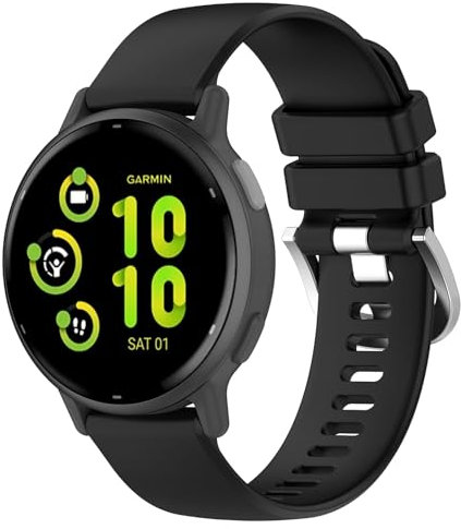 Garmcool 20mm Cinturino Compatibile per Garmin Vivoactive 6/5/3 Bracciale Nero Silicone, Sportivo Sostitutivo Cinturini Compatibile per Garmin VivoMove Trend/Sport/Style