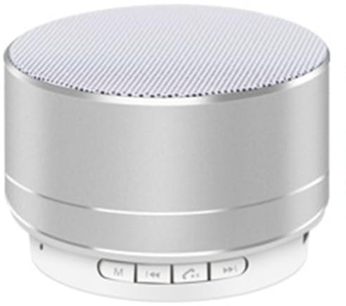 Huhudyy Mini altavoz Bluetooth A10 portátil para exteriores, caja de sonido, compatible con tarjeta TF, color plateado