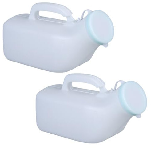 Male Urinal Bottle, 2PCS 1200ml Urine Bottles Male, Reusable Urinal Pee Bottle for Men with Lid, Emergency Urinal Bottle for Hospital Incontinence Outdoor Car Travel(White)