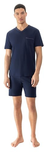 Mey Herren Schlafanzug kurz 2-teilig Serie Pure Night | kurzer Pyjama, Zeitlos elegant, V-Ausschnitt, Unifarben, Mit klassischen Paspeldetails, Gr. S-3XL