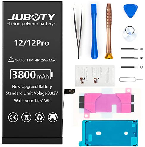 JUBOTY 5000mAh Akku für iPhone 12/12Pro, Neues Upgrade High-Density-Zellen hohe Kapazität Li-ion Akku Ersatz für iPhone 12/12Pro mit Professionelle Reparatur-Tools