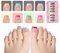 NOVO OVO French Tip Press on Toe Nail Tips MIXED COLOR, Sharp Square Pre-Designed Soft Gel False Toenail Extension, Pre-applied Tip Primer & Base Coat, Full Cover Acrylic for DIY x 15 Sizes 240 pcs