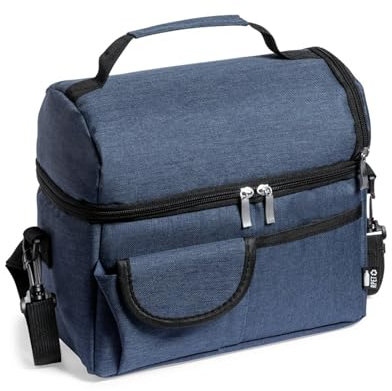 ADRI Bolsa Térmica Porta Alimentos al Trabajo de Mujer y Hombre, 9 L, Bolsa Isotérmica para Almuerzo, Material PEVA (Azul)