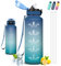 Gourde Sport, Gourde 1,5l, Anti Fuite, Gourde Graduée pour 1 Journee, Facile à Nettoyer, Gourde Graduée, avec Slogan de Motivation, Bouteille avec Verrou de sécurité, pour Camping, Aptitude, Randonnée
