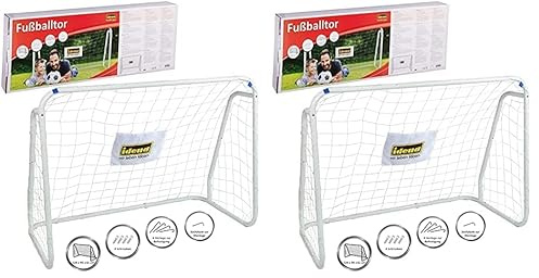 Idena 40099 - Fußballtor aus Metall mit Netz, ab 6 Jahren, ca. 124 x 96 x 61 cm, schnelle Montage, ideal für Garten, Park, Strand oder Halle (Packung mit 2)