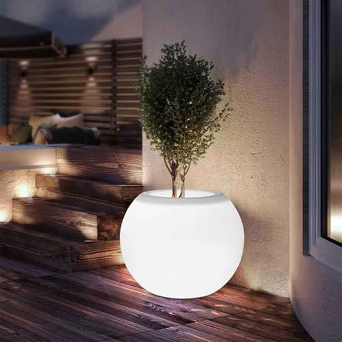 Vaso da Fiori LED Ricaricabile con Telecomando – Vaso Luminoso Impermeabile 16 Colori per Interni ed Esterni, Decorazione Giardino Balcone Terrazza, Alternativa al Vaso Solare,One Size,White