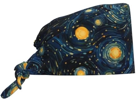 Traspirante Lavoro Cap Scrub Cap Giallo Blu Fiore Infermieristica Medico Chirurgo Cap Unisex Donne Uomini Elastico Benda Cravatta