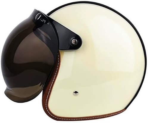 Vintage 3/4 Casco Moto Jet Casco Moto Sicurezza Per Donna E Uomo Adulto DOT/ECE Omologato Mezzo Casco Da Motociclista Casco A Scodella Casco Aperto Scooter Con Visiera Parasole 2,L=59-60CM