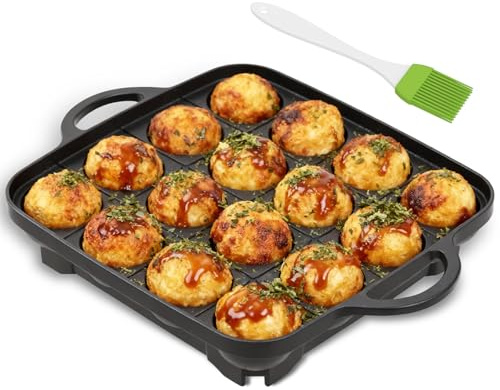 16 Holes Takoyaki Pan,Nonstick Baking Tray Takoyaki Maker Pan Plate Grill Cast Aluminum Octopus Ball Maker for Food Cooker