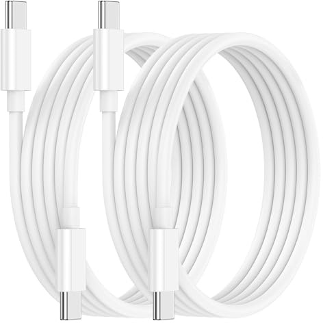 USB-C to USB-C Cable, 1.5 Metre White Charging Cord, Universal Compatibility for MacBook Pro, iPad Pro, Power Bank, IEDAHCIT PACKAGING.2 Pack