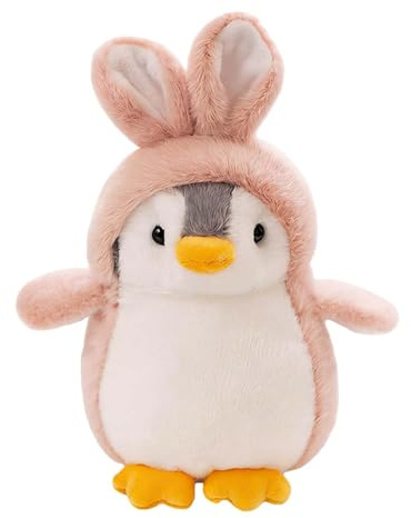 Pinguin Kuscheltier, Kuscheltier Pinguins Plüschtier, Pinguin Stofftier Plüschtier, Stofftier Schmusetier zum Kuscheln & Spielen, Plüschtier Geschenk, Rosa Hasenohren Pinguins für Kinder (20cm)