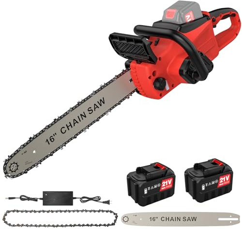 Motosierra Inalámbrica De 2000 W, Motosierra De Batería De 16 Pulgadas, Lubricación Automática, 2800 R/Min, Para Carpintería Y Jardín (2 Baterías)