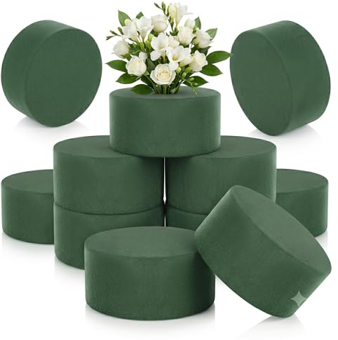 DBTW 12 Stück Rund Steckmasse, 8×4cm Steckschaum Runde für Floristik | Steckmoos für Blumen Ideal Für Hochzeiten, Geburtstage, Feiern Und Garten-Deko, Leicht Zuzuschneiden Und Zu Formen