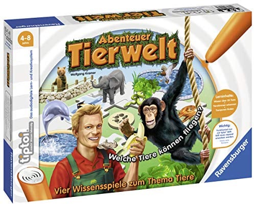 Ravensburger tiptoi 00513 - Spiel: Abenteuer Tierwelt / Tierwissen erfahren und Laute erkennen: Aufregendes Konzentrationsspiel für Kinder von 4 - 8 Jahre