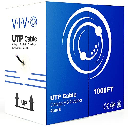 VIVO Black 305m Bulk Cat6, CCA Ethernet Cable, 23 AWG, UTP Pull Box, Cat-6 Wire, Waterproof, Outdoor, Direct Burial CABLE-V007