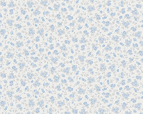 A.S. Création Vliestapete Liberté Tapete Landhaus Shabby Chic 10,05 m x 0,53 m blau metallic weiß Made in Germany 304882 30488-2