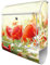banjado® Design Briefkasten mit Kamille Und Mohn 38,5x46,5x13cm & 2 Schlüssel - Briefkasten Stahl weiß mit Zeitungsfach pulverbeschichtet - Postkasten A4 Einwurf inkl. Montagematerial