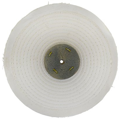 White Close Stitched Metal Polishing Buffing Mop 8 x 0.5 1 Section 2nd Stage