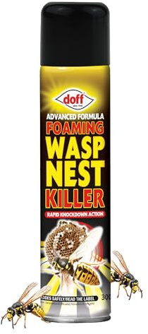 Doff Advanced Formula Foaming Wasp Nest Killer – 300ml – Permethrin & Tetramethrin Wasp Spray – Targets Crawling & Flying Insects - Wasps, Fleas, Moths, Mosquitoes – Indoors & Outdoors