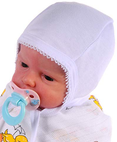 La Bortini Erstlingsmütze zum Binden – Unisex Babymütze Haube 50 56 62 – Weiches Mützchen für Neugeborene Schutz und Wärme Baby-Erstausstattung Klassische Babykleidung