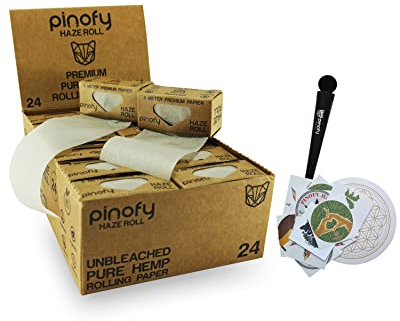 PINOFY Papes Rolls Endless Papers [24stk + Sticker + Hülse] Ungebleicht Hanfpapier | Natürliche Rolling Box Endlospapes Smoking Hülle Endlessroll Zigarettenpapier lang Slim endlos-papers pape