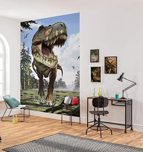 Komar Dino Vlies Fototapete - Tyrannosaurus Rex - Größe: 184 x 248 cm (Breite x Höhe) - Dinosaurier, Dino, Jurrasic, Kindertapete, Kinderzimmer, Tapete - XXL2-532, Bunt