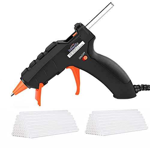 Pistola Colla a Caldo, Dweyka 50W Pistola a Caldo con 50 Pezzi Stick 7mm x 100 mm, Alta Temperatura Pistola a Colla Grilletto Flessibile per Fai da Te, Progetti e Riparazioni