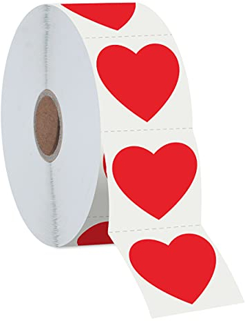 1200 Stück rote Herz-Aufkleber mit Perforationslinie auf Rolle, Verwendung für Valentinstag, Preislisten, Blutspenden, Arztpraxen, Lehrer und Klassenzimmer, Lesezeichen (3.8 cm Durchmesser)
