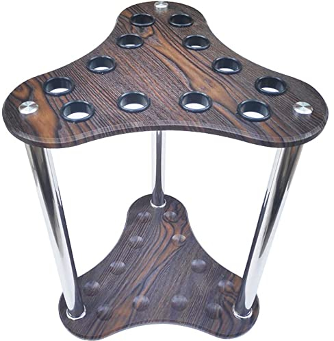 tqgj Eckiger Billard Queue Halter,Vertikaler 12-Loch-Billard Queue Halterung aus Platte mit Hoher Dichte,Der Lochdurchmesser BeträGt 3,5 Cm/Brown / 34x60cm