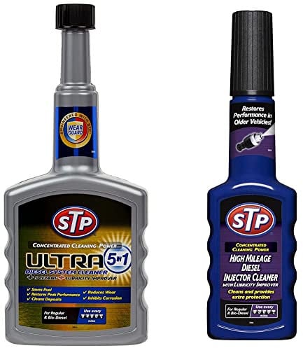 Ultra 5 in 1 Diesel Fuel System Cleaner, STP Concentrated Cleaning Power, Car Accessories, 400 ml & GST25200EN Diesel High Mileage Injector Cleaner 200 ml