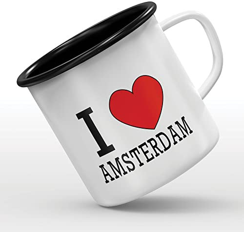Tasse Emaille I love amsterdam