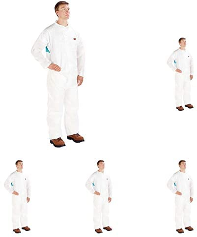 3M 4520XXL Schutzanzug, Typ 5/6, Größe XXL, Weiß/Grün, Packung mit 5