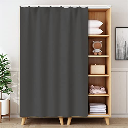 LIVEINU Schrankvorhänge für Küche, Kleiderschrank, Badezimmer, Staubdichter Vorhang für Regale, Wandpaneele, hängende Tür, Japanische Noren, Klettband Selbstklebend 100x180cm Dunkelgrau