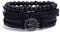 Branets Bracelet en cuir pour homme pour homme Arbre de vie Bracelets tressés Punk Goth Vintage Bracelets perlés à la main réglable Bracelet corde Wrap Set (Noir)