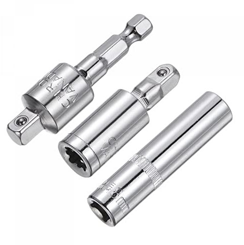 sourcing map Socket Accessory Set, 8mm Deep Socket 360° Rotatable Hex Shank Impact Driver Adaptor Universal Joints with 1/4 Drive