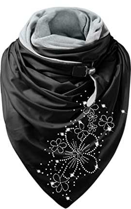 Schal Damen Mit Knöpfen Elegant Klassischer Persönlichkeit mit interessanten Mustern Winter Damen Halswärmer Herbst Valentinstag Dreieckschal Der Einfache und Vielseitige Thanksgiving-Geschenk