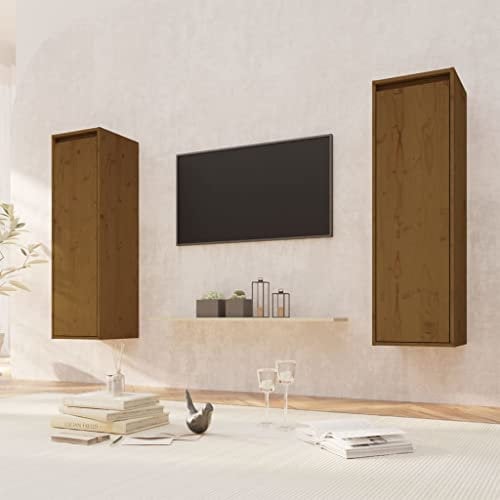 Würfelregale 2 STK, Würfelregal-Set in Moderner Regalwürfel Flexicube Massivholz Kiefer Hängeregal Cube Regal für Bücher DVD Auszeichnungen Büchern Sammlerstücken, Honigbraun 80x30x35 cm