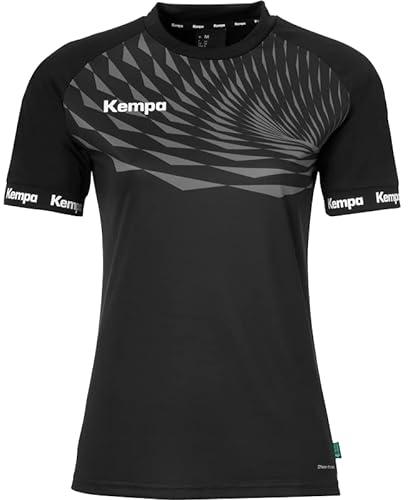 Kempa Herren Wave 26 Shirt Women Damen Mädchen Sportshirt Kurzarm Funktionsshirt Handball Gym Fitness Trikot, Schwarz/Anthra, XXL EU
