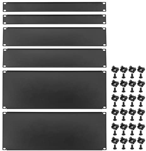 PATIKIL 6 Pcs 1U,2U,4U Blank Panel Metal Rack Mount, 19 Inches, Filler Panel Mount Spacer Rack Blanking Panel Kit for Enclosure Server Rack Cabinet Black