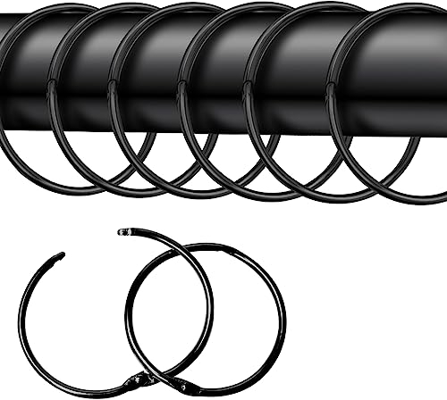 20 Stück gardinenringe zum öffnen,50mm Gardinenringe Vorhangringe,Rundringe Vorhang Clips Duschvorhang Metallklammern für Vorhänge und Gardinenstangen(schwarz)