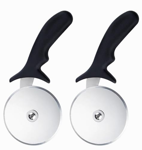 Cortapizza pack de 2. Uso doméstico y profesional. Ideal para cortar pizza en cocinas, bares, restaurantes, pizzerías y buffets. Cuchilla de acero inoxidable, agarre ergonómico y fácil limpieza