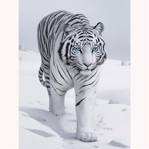 TWYYDP Puzzle 1500 Teile Erwachsene,Weißer Tiger Im Schnee Holzpuzzle,Puzzle für Erwachsene