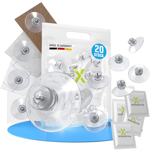 BEXEED Ventosa de 40 mm de diámetro [10 unidades] con rosca – Incluye paño de limpieza + tuerca – Ventosa extra fuerte – Ventosas para ventanas, cuarto de baño, cocina, cristal, azulejos – sin