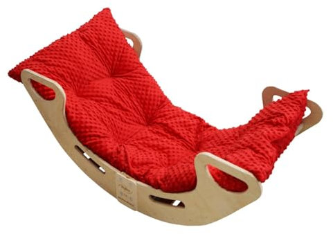 Skyline Kletterbogen mit Kissen Baby Kleinkind Kinder ab 1 Jahr Indoor Klettern Montessori Klettergerüst Holz Wippe Balancewippe Kletterdreieck Kletterwippe Holzwippe Kletterling Holzbogen XL Rote