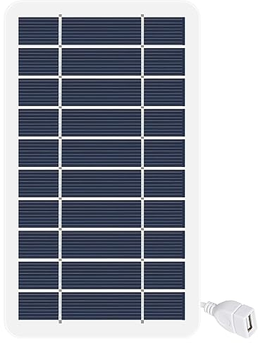DEWIN Pannello Solare,5W 5V Pannello Solare Portatile Caricabatterie Solare Pannello Solare USB Powerbank Solare Pannelli Solari Portatili per Esterno con Uscita USB