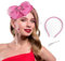 Bohend Fascinator Hut Blumenschleier Pillbox Vintage Derby Hüte Tea Party Hochzeit Strass Haarschmuck für Frauen und Mädchen (Polyester, Rose)